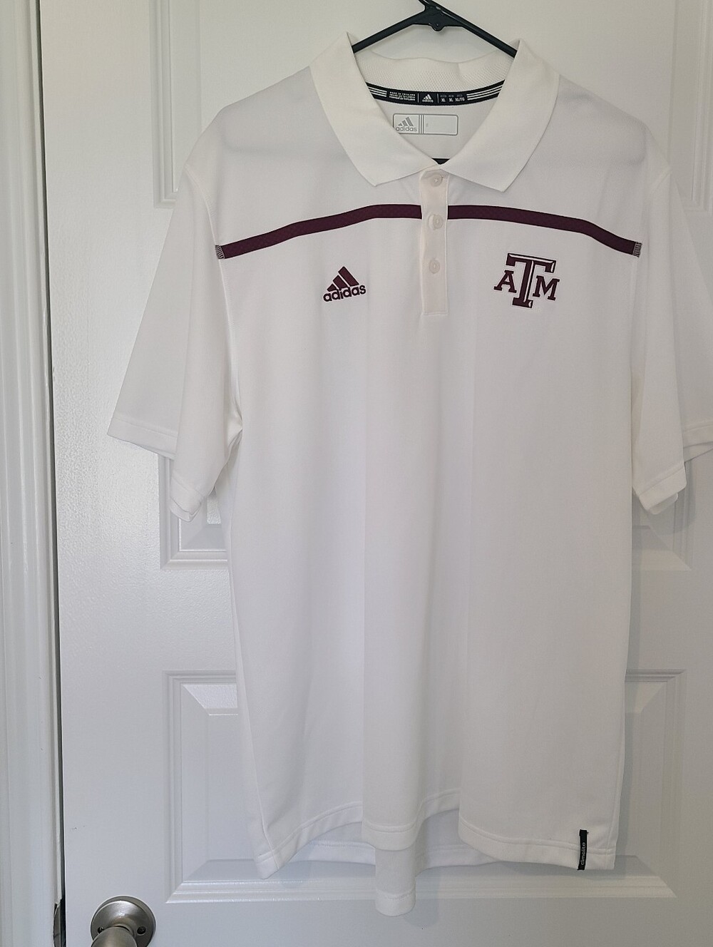Adidas Mens White Climalite ATM Short Sleeve Collared Polo Shirt SZ XL